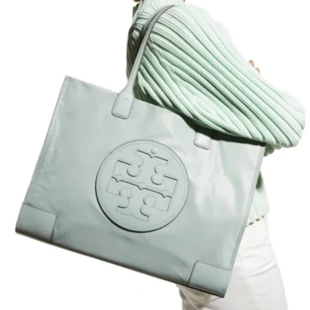 Tory Burch Ella Large Tote in Celadon Blue